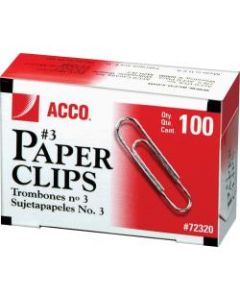 ACCO Economy Paper Clips, No. 3 Size, Silver, 100 Per Box, Pack Of 10 Boxes