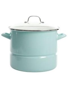 Kenmore Stainless-Steel Pot With Steamer Insert And Lid, 16 Quart, Blue