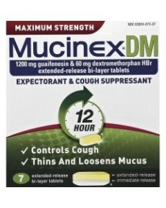 Mucinex DM Cough Tablets - For Cough, Nasal Congestion, Chest Congestion, Runny Nose - 7 / Box