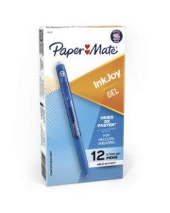 Paper Mate InkJoy Gel Pens, Medium Point, 0.7 mm, Blue Barrel, Blue Ink, Pack Of 12