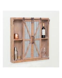 FirsTime & Co. Westerly Wood Barn Door Cabinet, 4 Fixed Shelves, Weathered Brown/Galvanized Metal