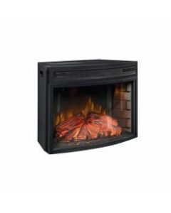 Sauder Palladia Curved Fireplace Insert For Credenza, 18-1/2inH x 26inW x 13-1/8inD, Black