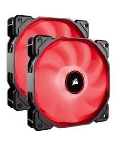 Corsair Air Series AF140 LED (2018) Red 140mm Fan Dual Pack - 2 Pack - 5.51in Maximum Fan Diameter - 463.8 gal/min Maximum Airflow - 1150 rpm - 26 dB(A) Noise - Hydraulic Bearing - 3-pin - Red LED - 2 pc(s) - Case - 4.6 Year Life