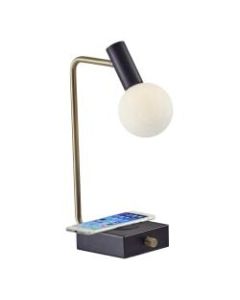Adesso Windsor AdessoCharge Desk Lamp, 17-1/2inH, White Shade/Black Base