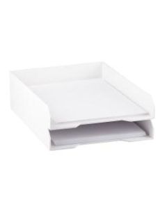 JAM Paper Stackable Paper Trays, 2inH x 9-3/4inW x 12-1/2inD, White, Pack Of 2 Trays