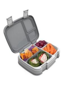 Bentgo Fresh 4-Compartment Bento-Style Lunch Box, 2-7/16inH x 7inW x 9-1/4inD, Gray