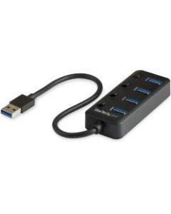 StarTech.com 4-Port USB 3.0 Hub - 4x USB-A Ports with Individual On/Off Switches - Bus-Powered USB Splitter - Portable USB 3.0 Port Expander - Connect your USB devices easily with this USB 3.0 hub featuring individual On/Off switches