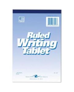 Roaring Spring Ruled Writing Tablets - 100 Sheets - Glued/Tapebound - 15 lb Basis Weight - 6in x 9in - White Paper - White Cover - Chipboard Cover - Chipboard Backing - 1Each