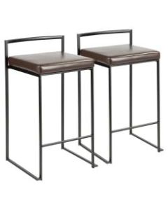 LumiSource Fuji Stacker Counter Stools, Brown Seat/Black Frame, Set of 2 Stools