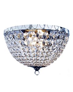 Elegant Designs 2-Light Flush-Mounted Ceiling Light, 13inW, Victoria Crystal Rain Drop, Chrome