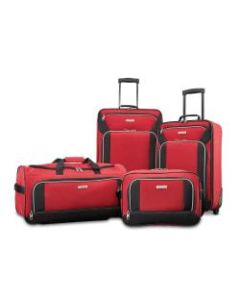 American Tourister Fieldbrook XLT 4-Piece Luggage Set, Black/Red
