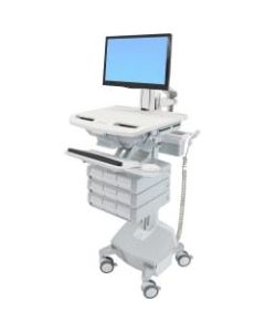 Ergotron StyleView - Cart for LCD display / keyboard / mouse / CPU / notebook / camera / scanner (open architecture) - medical - plastic, aluminum, zinc-plated steel - gray, white, polished aluminum - screen size: up to 24in