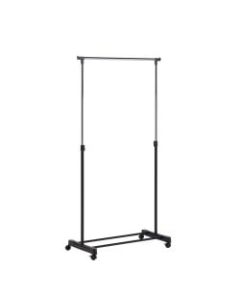 Honey-Can-Do Adjustable-Height Rolling Garment Rack, 65 3/4inH x 16 11/16inW x 33 1/16inD, Chrome