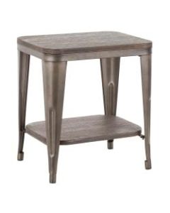 LumiSource Oregon Industrial End Table, 22inH x 19-1/2inW x 15-3/4inD, Antique/Espresso
