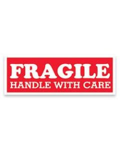 Tape Logic Preprinted Shipping Labels, SCL203, "Fragile Handle With Care," 1 1/2in x 4in, Red/White, Pack Of 500