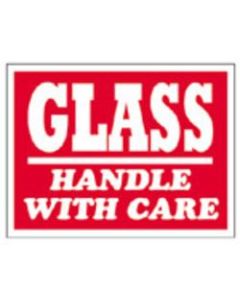 Tape Logic Preprinted Shipping Labels, SCL507R, "Glass Handle With Care," 3in x 4in, Red/White, Pack Of 500
