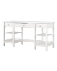 Bush Furniture Broadview 60inW Desk With Storage Shelves And Drawers, Pure White, Standard Delivery