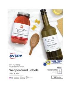 Avery Durable Wraparound Labels, 3 1/4in x 7 3/4in, White, Pack Of 16 Labels