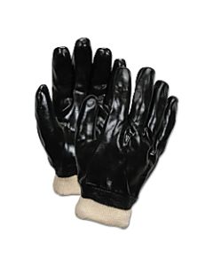 Memphis Glove Dipped PVC Gloves With Knit Wrist, One Size, Black, Pack Of 12 Pairs