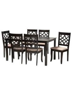 Baxton Studio Mael Dining Set, 29-3/16inH x 59-1/16inW x 35-7/16inD, Sand/Dark Brown