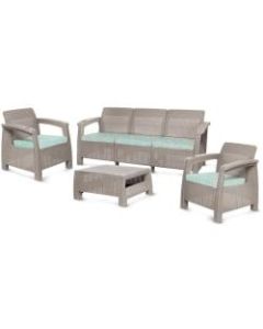 Inval MQ FERRARA 4-Piece Premium Furniture Set, Taupe/Turquoise