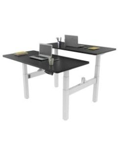 Loctek Height-Adjustable Dual Bench Desk, Black/White