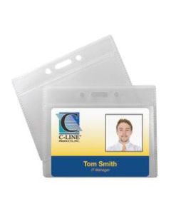 C-Line Poly ID Badge Holders, Horizontal, 2 1/2in x 3 1/2in, Clear, 12 Badges Per Pack, Set Of 5 Packs