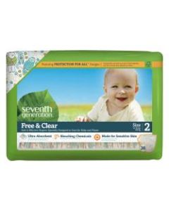 Seventh Generation Free & Clear Baby Diapers, Size 2, 12 - 18 Lb, Pack Of 36 Diapers, Carton Of 4 Packs