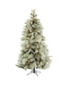Fraser Hill Farm Flocked Snowy Pine Christmas Tree, 12ft, With Smart String Lighting