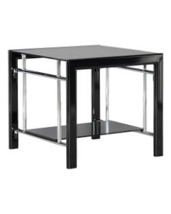 Powell Gerst Glass Side Table, 21-7/8inH x 26inW x 24inD, Black
