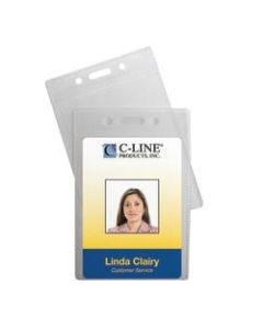 C-Line Poly ID Badge Holders, Vertical, 2 1/2in x 3 1/2in, Clear, 12 Badges Per Pack, Set Of 5 Packs