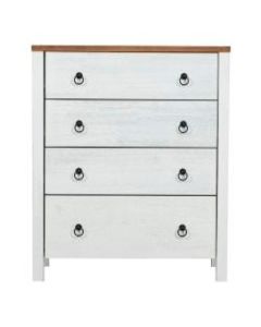 Powell Home Fashions Bennett Chest, 4 Drawers, White/Rustic Oak