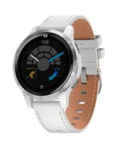 Garmin Legacy Saga GPS Watch - Touchscreen - Bluetooth - Wireless LAN - GPS - 168 Hour - Round - 1.57 - Silver, White - Glass Lens, Stainless Steel Bezel, Polymer Cover - Fiber Reinforced Polymer Case - Leather, Silicone