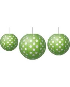 Teachers Created Resources Paper Lanterns, Polka Dots, Lime Green/White, Pack Of 3