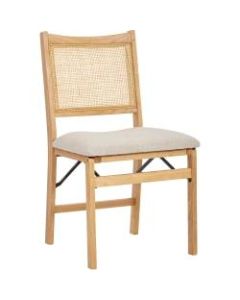 Powell Menlo Rattan Cane Folding Chair, Beige/Natural