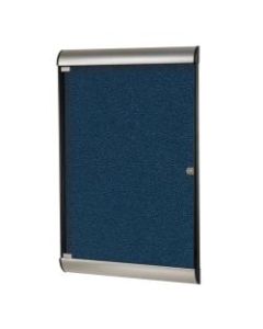 Ghent Silhouette 1-Door Enclosed Bulletin Board, Vinyl, 42-1/8in x 27-3/4in, Navy, Satin Black Aluminum Frame