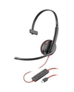 Plantronics Blackwire C3210 Headset - Mono - USB Type C - Wired - 20 Hz - 20 kHz - Over-the-head - Monaural - Supra-aural - Noise Cancelling Microphone - Black