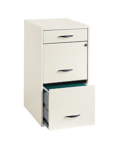 Lorell 18inD Vertical 3-Drawer File Cabinet, Metal, Pearl White