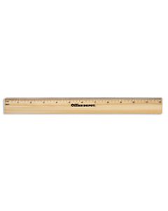 Office Depot Brand Wood Metal-Edge Ruler, 12in