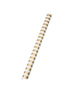 JAM Paper Wrapping Paper, Striped, 25 Sq Ft, Gold & White