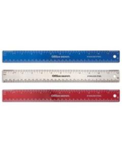 Office Depot Brand Stainless Steel Ruler, 12in, Assorted Colors (No Color Choice)