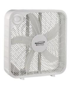 Brentwood Kool Zone F-20SW 20in Box Fan - 20in Diameter - 3 Speed - Quiet, Removable Grill - White