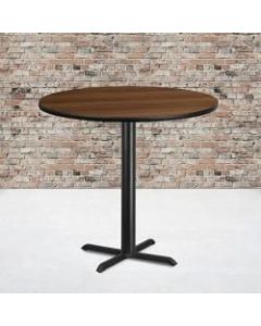 Flash Furniture Round Bar-Height Table, 43-1/8inH x 42inW x 42inD, Walnut/Black