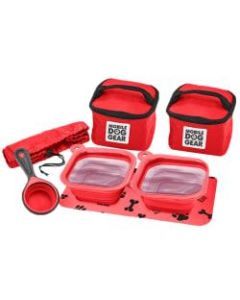 Overland Dog Gear Dine Away Bag For Small Dogs, 7-1/2inH x 5-3/4inW x 18inD, Red