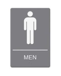 Headline ADA Restroom Sign, Mens, 6in x 9in, Gray