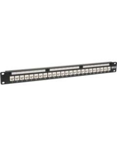 Tripp Lite 24-Port Cat6 Cat5e Patch Panel Low Profile Feed Through Rackmount RJ45 1U TAA - 24 x RJ-45