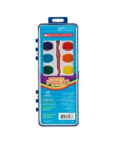 Scholastic 16-Color Watercolor Paint Set With Brush