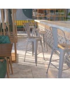 Flash Furniture Commercial-Grade High-Back Bar Stool, Silver