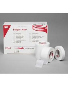 3M Transpore White Tape, 1in x 10 Yd., Pack Of 12