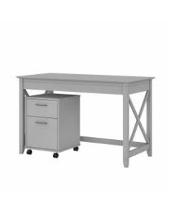 Bush Furniture Key West 48inW Writing Desk With 2-Drawer Mobile File Cabinet, Cape Cod Gray, Standard Delivery